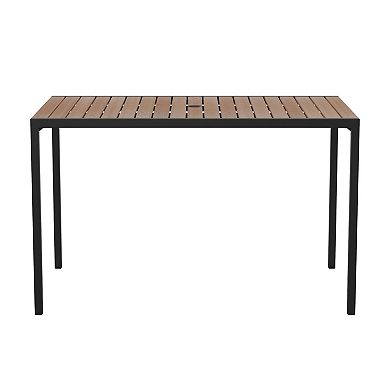 Flash Furniture Outdoor Faux Teak Dining Table