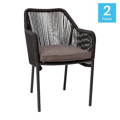 Flash Furniture Kallie All-Weather Woven Patio Stacking Club Chair 2-piece Set