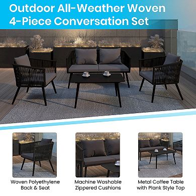 Flash Furniture Kierra All-Weather Patio Conversation 4-piece Set