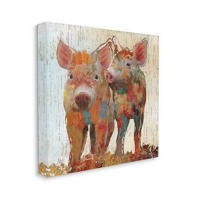 Stupell Home Decor Rustic Farm Pigs Abstract Canvas Art