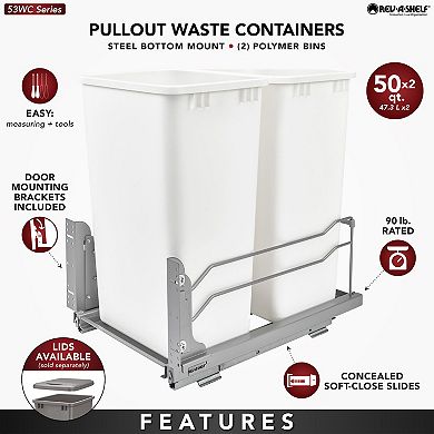 Rev-a-shelf Double Pullout Trash Can 50 Qt. With Soft-close, 53wc-2150scdm-211