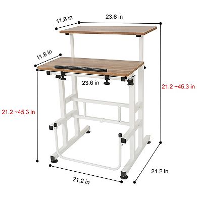 SDADI L101XWFDT Adjustable Height Mobile Standing Office Computer Desk, Dark