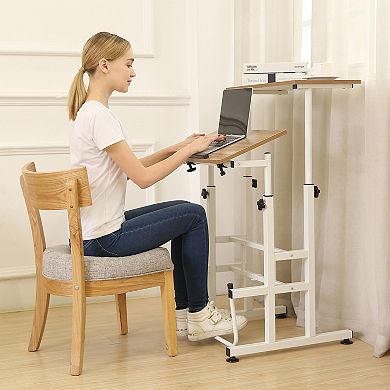 SDADI L101XWFDT Adjustable Height Mobile Standing Office Computer Desk, Dark