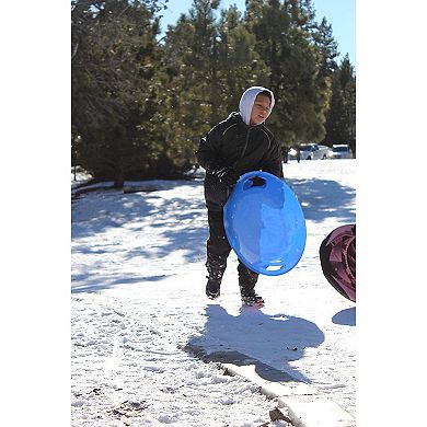 Slippery Racer Downhill Pro Superman Plastic Saucer Disc Snow Sled Slider, Blue