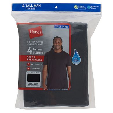 Men's Tall Hanes Ultimate® Cool Comfort® FreshIQ® Crewneck T-Shirt 4-Pack