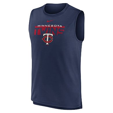Men's Nike Navy Minnesota Twins Knockout Stack Exceed Performance Muscle Tank Top