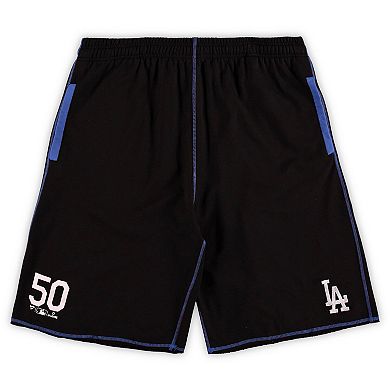 Men's Mookie Betts Black/Royal Los Angeles Dodgers Big & Tall Stitched Double-Knit Shorts