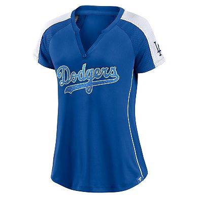 Women's Fanatics Branded Royal/White Los Angeles Dodgers True Classic League Diva Pinstripe Raglan V-Neck T-Shirt