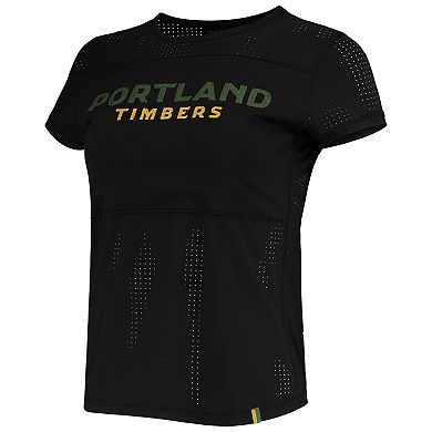 Women's The Wild Collective Black Portland Timbers Mesh T-Shirt