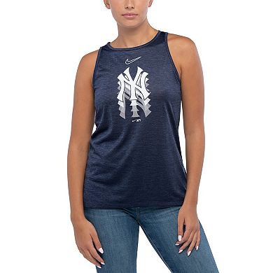 Women's Nike Navy New York Yankees Logo Fade High Neck Performance Tank Top