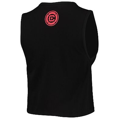 Women's The Wild Collective Black Chicago Fire Crop Muscle Tri-Blend Tank Top