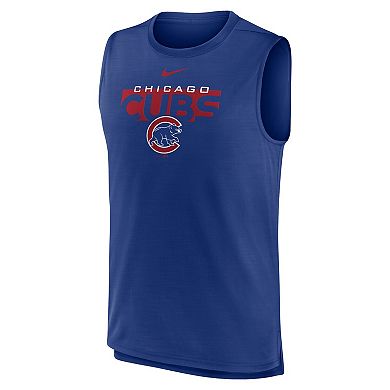 Men's Nike Royal Chicago Cubs Knockout Stack Exceed Muscle Tank Top