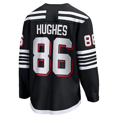 Men's Fanatics Branded Jack Hughes Black New Jersey Devils Alternate Premier Breakaway Player Jersey