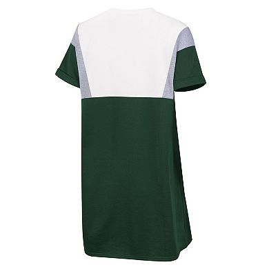 Women's G-III 4Her by Carl Banks Green/White Michigan State Spartans 3rd Down Short Sleeve T-Shirt Dress