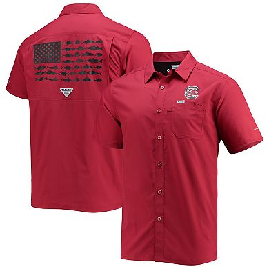 Men's Columbia PFG Garnet South Carolina Gamecocks Slack Tide Camp Button-Up Shirt