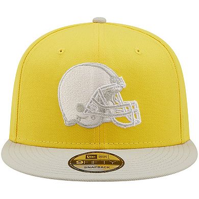 Men's New Era Yellow/Gray Cleveland Browns Two-Tone Color Pack 9FIFTY Snapback Hat