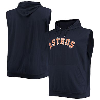Men's Navy Houston Astros Jersey Muscle Sleeveless Pullover Hoodie
