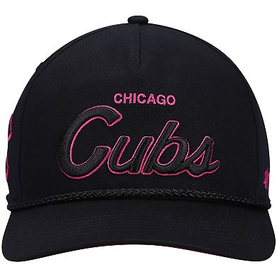 Men's '47 Black Chicago Cubs Hitch Orchid Undervisor Snapback Hat