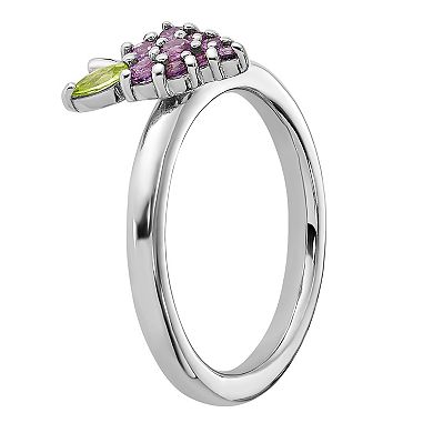 Stacks & Stones Sterling Silver Stackable Amethyst & Peridot Grapes Ring