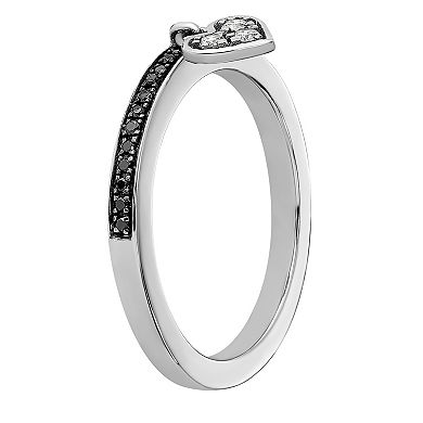 Stacks & Stones Sterling Silver Stackable Black & White Diamond Accent Heart Ring