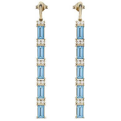 10k Gold Blue Topaz & Diamond Accent Dangle Earrings 