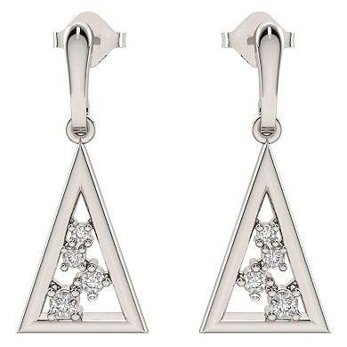 Sterling Silver Diamond Accent Triangle Dangle Earrings