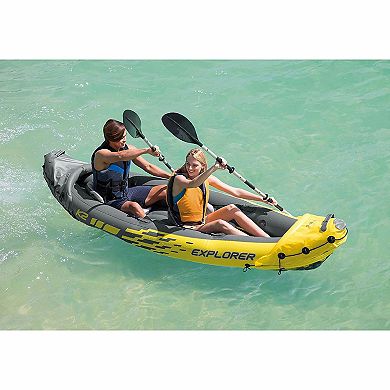 Intex 68307EP Explorer K2 2 Person Inflatable Kayak Set and Air Pump, Yellow