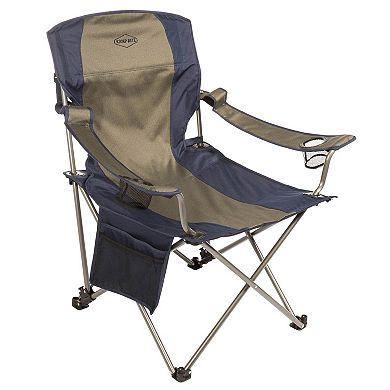 Kamp-Rite Outdoor Folding Lounge Chair w/ Detachable Footrest, Blue/Tan (2 Pack)