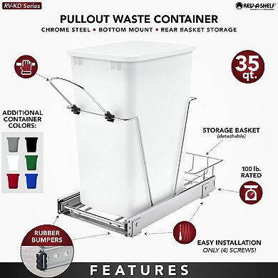 Rev-a-shelf Pullout Trash Can 35 Qt. For Kitchen Cabinets, Red, Rv-12kd-16c-s