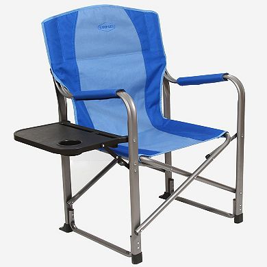 Kamp-Rite Director Portable Lounge Arm Chair with Side Table, Blue (2 Pack)