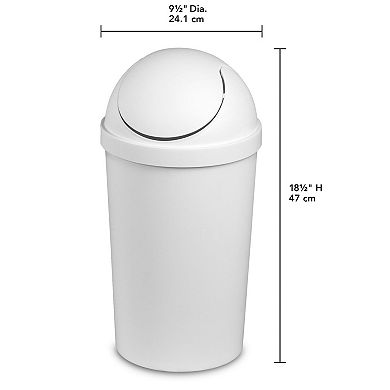 Sterilite 10838006 3 Gallon Round Swing Top Plastic Wastebasket, White (6 Pack)