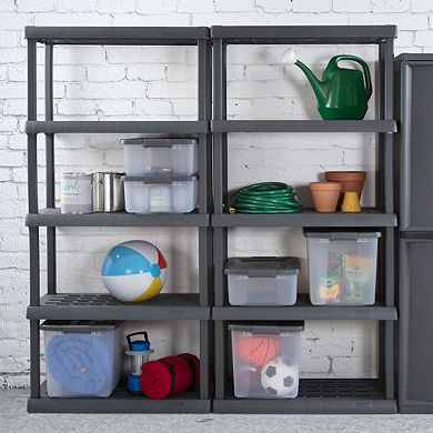 Sterilite 75.2 Inch Heavy Duty Durable 5 Shelf Ventilated Shelving Unit, Gray