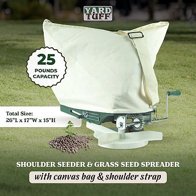 Yard Tuff YTF-25SS 25 Pound Shoulder Spreader with Canvas Bag and Shoulder Strap