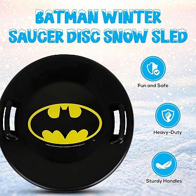 Slippery Racer Downhill Pro Batman Plastic Saucer Disc Snow Sled, Black (3 Pack)