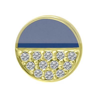 Aleure Precioso 18k Gold Over Sterling Silver Enamel & Cubic Zirconia Round Stud Earrings