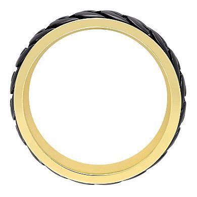 Stella Grace Men's 18k Gold Over Silver Ribbed Design Ring