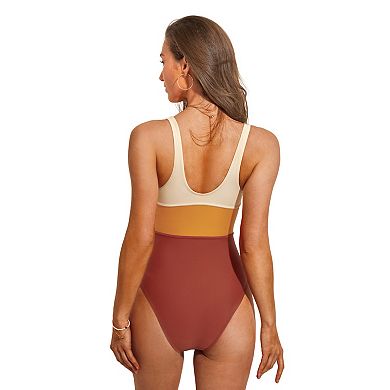 Women's CUPSHE Colorblock Keyhole Cutout One-Piece Swimsuit