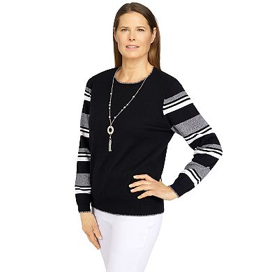 Women's Alfred Dunner Classics Striped Sleeve Sweater