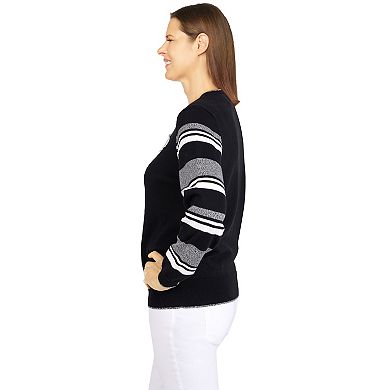 Women's Alfred Dunner Classics Striped Sleeve Sweater