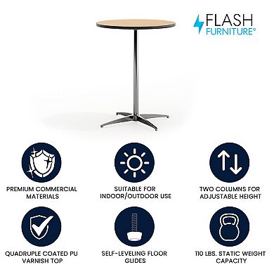 Flash Furniture Adjustable 30 - 42-in. Round Cocktail Bar Table