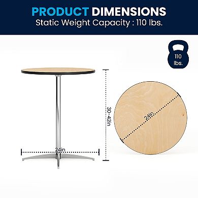 Flash Furniture Adjustable 30 - 42-in. Round Cocktail Bar Table