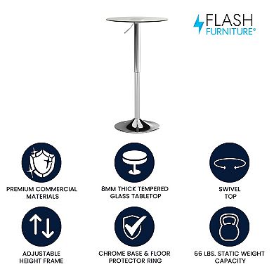 Flash Furniture Round Adjustable Height Bar Table
