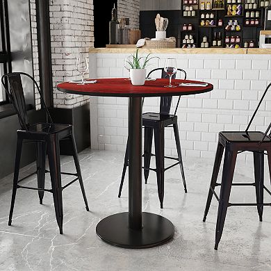 Flash Furniture Round Pedestal 43-in. Laminate Top Bar Table