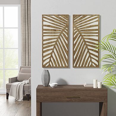 Madison Park Palms Botanical Carved Panel Wall Decor 2-piece Set