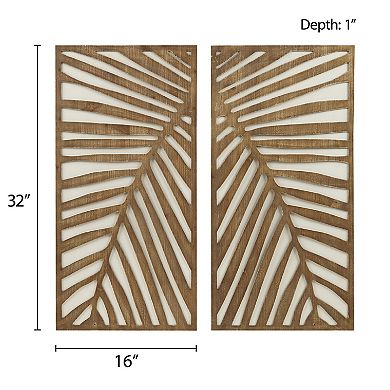 Madison Park Palms Botanical Carved Panel Wall Decor 2-piece Set