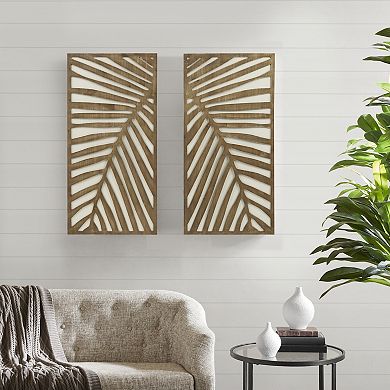 Madison Park Palms Botanical Carved Panel Wall Decor 2-piece Set