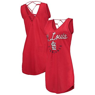 Women's G-III 4Her by Carl Banks Red St. Louis Cardinals Game Time Slub Beach V-Neck Cover-Up Dress