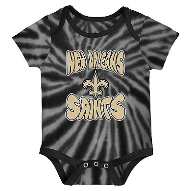 Newborn & Infant Black/White New Orleans Saints Monterey Tie-Dye 2-Pack Bodysuit Set
