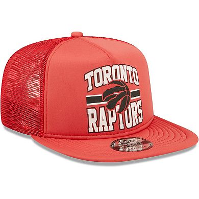 Men's New Era Red Toronto Raptors Logo A-Frame 9FIFTY Trucker Snapback Hat