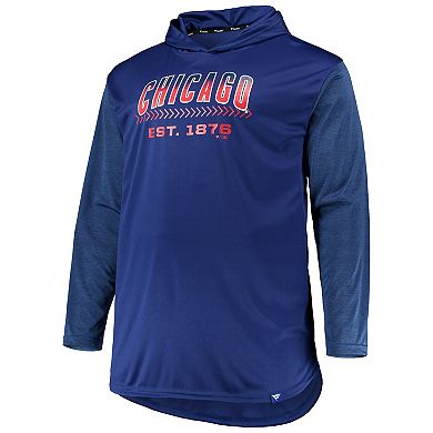 Men's Royal/Heathered Royal Chicago Cubs Big & Tall Wordmark Club Pullover Hoodie